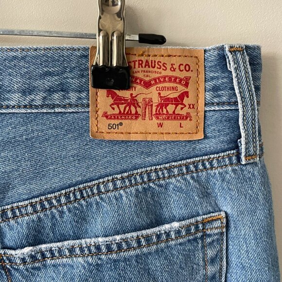 Levi's 501 High Rise Distressed Denim Medium Wash Casual Cutoff Shorts Blue 29 - Picture 7 of 9